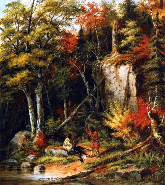 Indian Hunters On The St. Maurice River by Cornelius Krieghoff