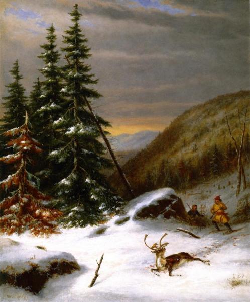 Indians Hunting A Caribou by Cornelius Krieghoff