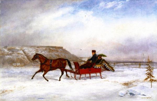 Lt. Alfred Torrens And His Wife In Front Of The Citadel by Cornelius Krieghoff