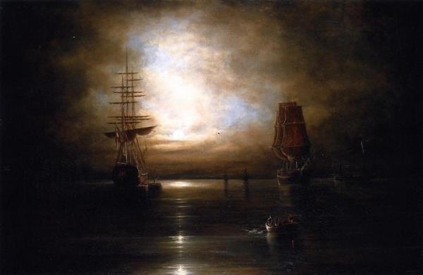 Marine View - Moonlight (after Grolig) by Cornelius Krieghoff