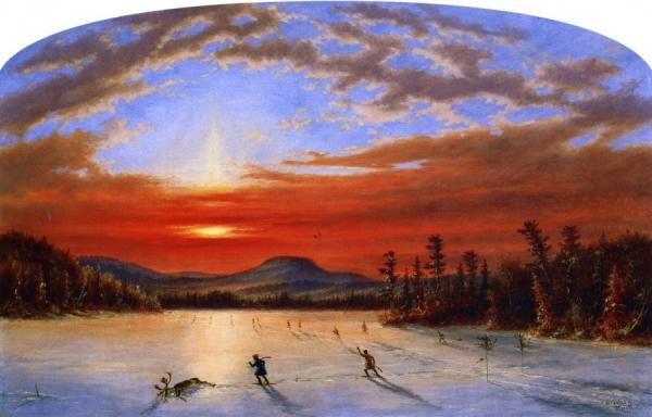 On Lake Laurent by Cornelius Krieghoff