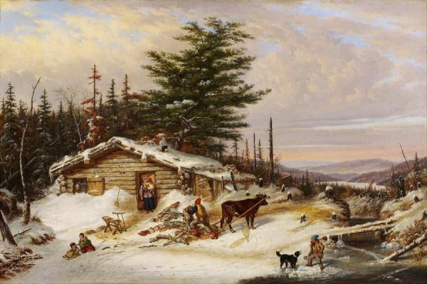 Settler's Log House by Cornelius Krieghoff Oil Painting Reproductions