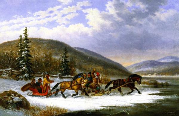 Sleigh Race Across The Ice by Cornelius Krieghoff