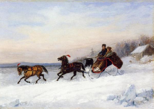 Sleigh Scene by Cornelius Krieghoff