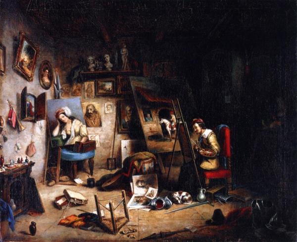 Cornelius Krieghoff The Artist's Studio