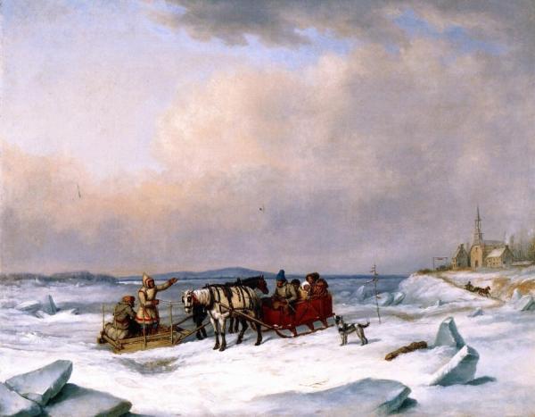 The Ice Bridge At Longue-pointe by Cornelius Krieghoff