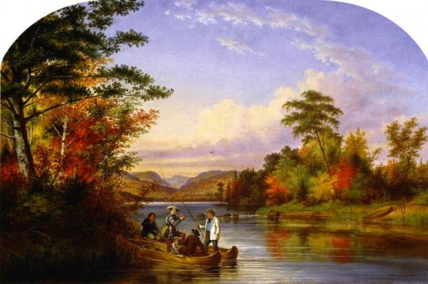 The Narrows On Lake St. Charles by Cornelius Krieghoff