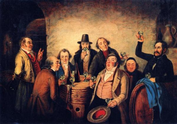 The Winetasters (after Hasenclever) by Cornelius Krieghoff