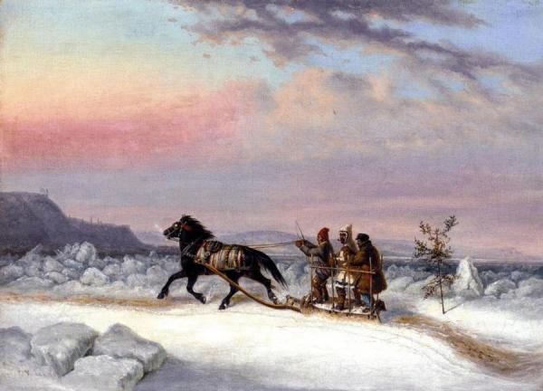The Winter Crossing From Levis To Quebec by Cornelius Krieghoff