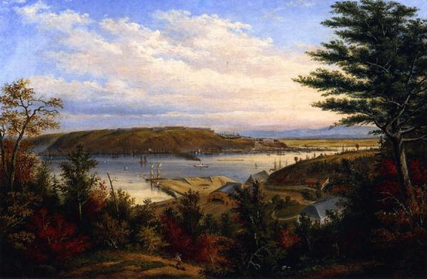 View Of Quebec From The Grand Trunk Railway Station At Pointe-lévis by Cornelius Krieghoff