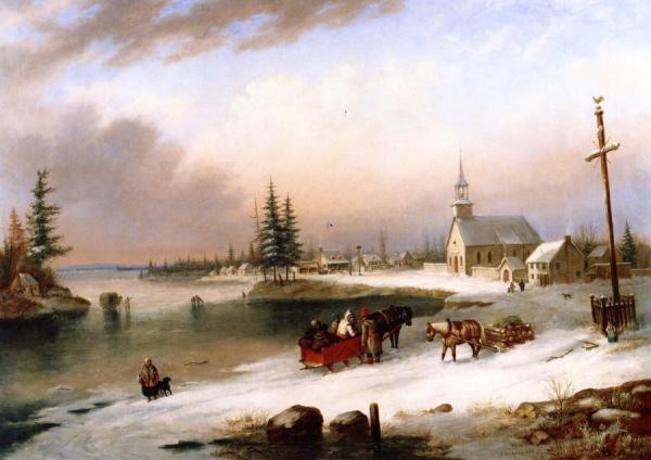 Cornelius Krieghoff Village Scene In Winter