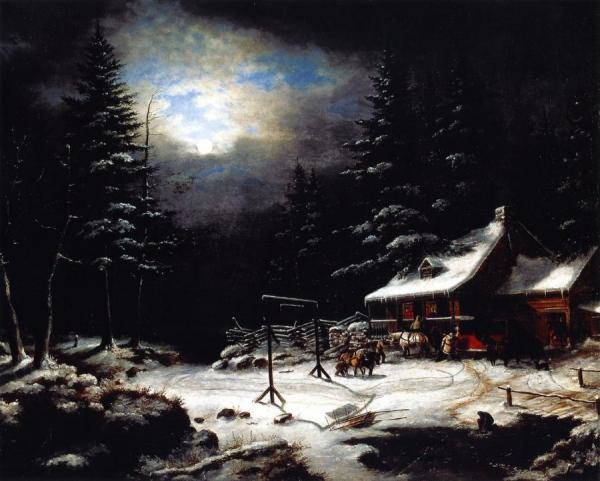 White Horse Inn By Moonlight by Cornelius Krieghoff