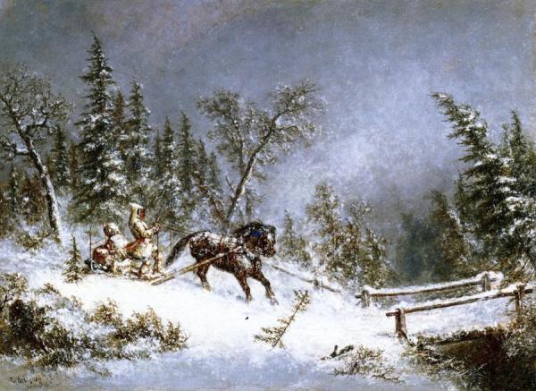 Winter Scene, Blizzard by Cornelius Krieghoff