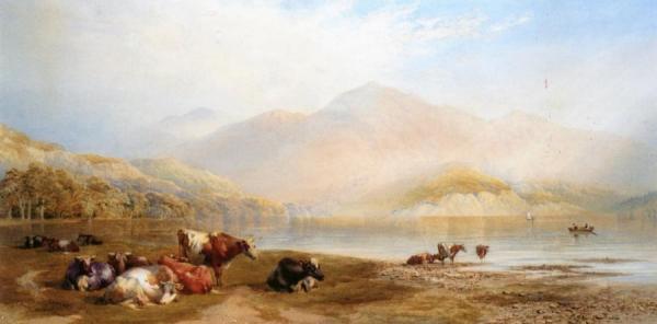 Cattle Resting At Loch Lomond by Cornelius Pearson