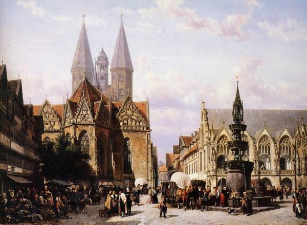 Altstadtmarkt In Brunswijk by Cornelius Springer