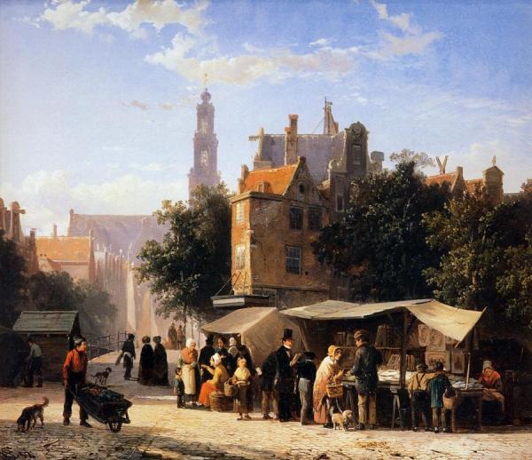 Bookstall On The Noordermarket by Cornelius Springer