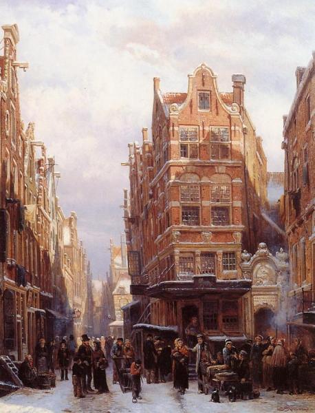 The Jewish Quarter In Amsterdam by Cornelius Springer
