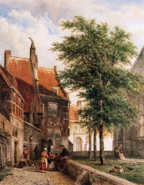 View Behind The Grote Kerk In Naarden by Cornelius Springer