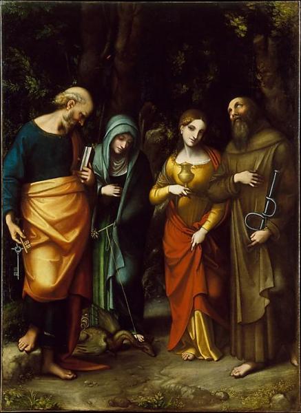 Saints Peter, Martha, Mary Magdalene And Leonard by Correggio Oil Painting Reproductions