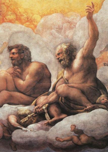 The Apostles Peter And Paul, Detail Of Cupola Fresco by Correggio Oil Painting Reproductions