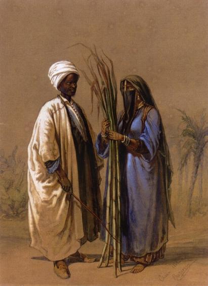 An Egyptian Man And His Wife by Count Amadeo Preziosi