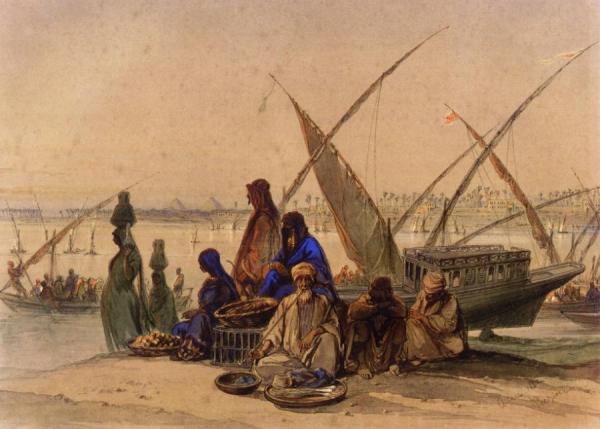 On The Banks Of The Nile, Cairo by Count Amadeo Preziosi