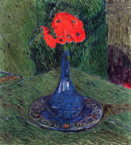 Poppies In A Blue Vase by Cuno Amiet