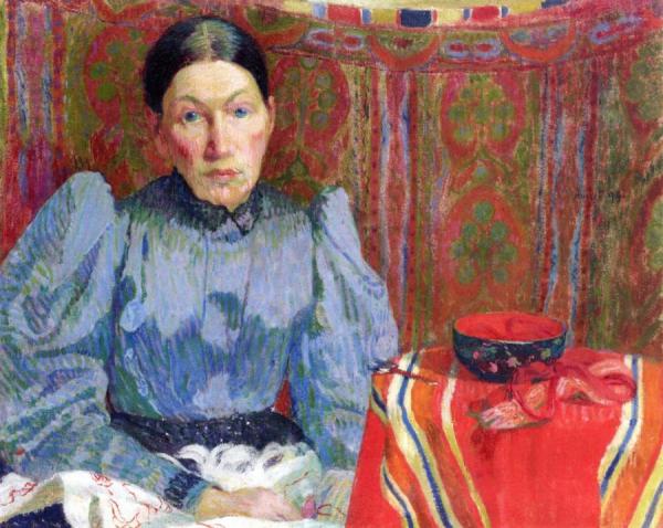 Portrait Of Emilie Amiet-baer by Cuno Amiet