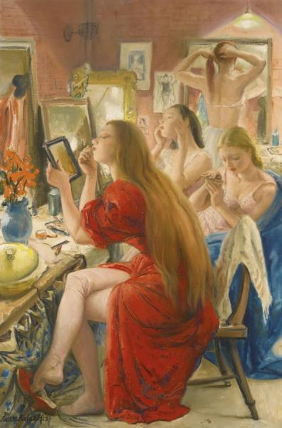 Dame Laura Knight Ballerinas At The Make-up Table