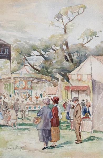 Figures At A Fairground by Dame Laura Knight
