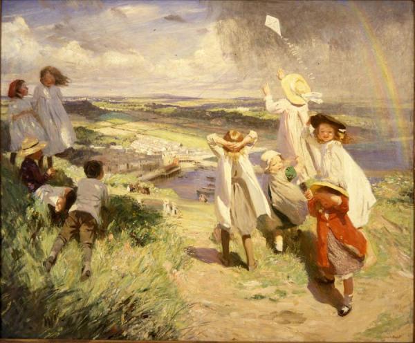 Flying A Kite by Dame Laura Knight Oil Painting Reproductions