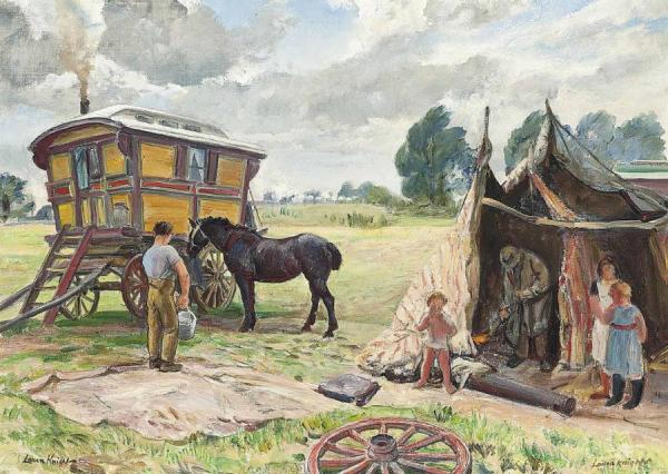 Dame Laura Knight Gypsy Wagon And Tent