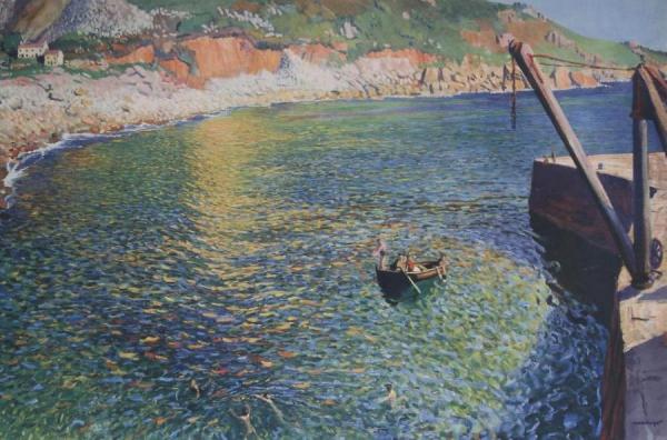 Harbour Scene, Probably Lamorna Cove by Dame Laura Knight
