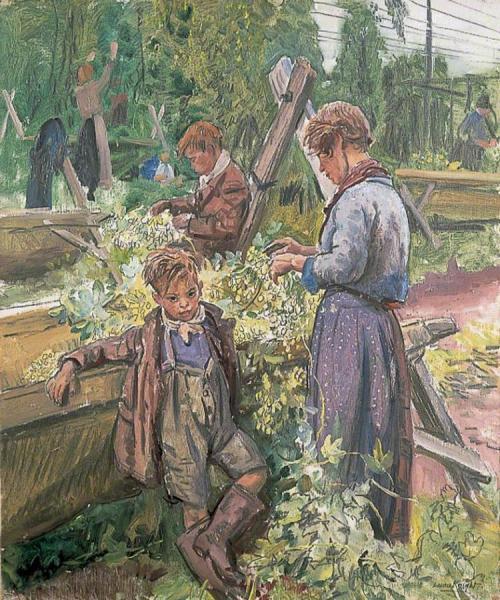 Hop-picking by Dame Laura Knight Oil Painting Reproductions