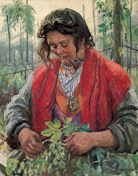 Hop-picking Granny Knowles, An Old Hand by Dame Laura Knight