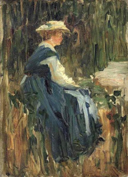 Lady In A Blue Dress by Dame Laura Knight