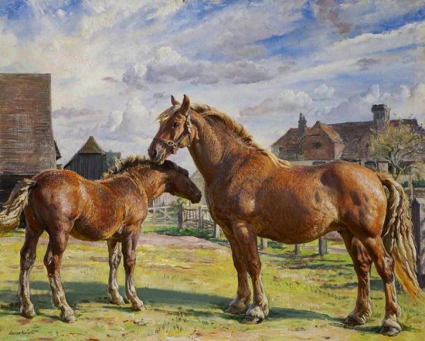 Parham Prunella And Her Foal by Dame Laura Knight