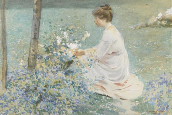 Picking Flowers by Dame Laura Knight Oil Painting Reproductions