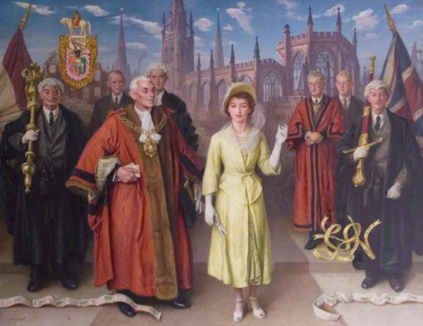 Princess Elizabeth Opening The New Broadgate, Coventry by Dame Laura Knight Oil Painting Reproductions