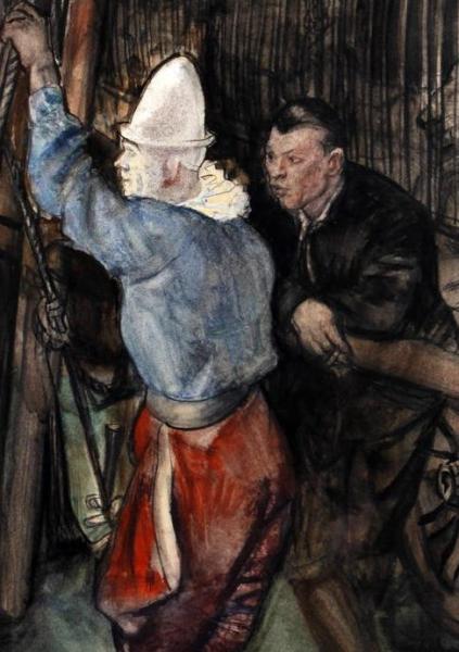 Randy And George Baker, Backstage At A Circus by Dame Laura Knight