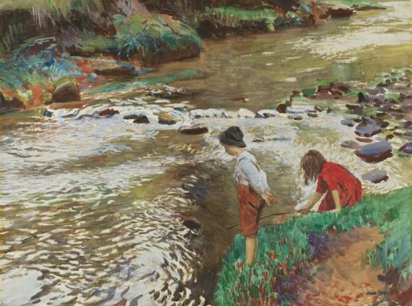 The Two Fishers by Dame Laura Knight Oil Painting Reproductions