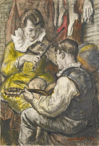 Two Clowns by Dame Laura Knight