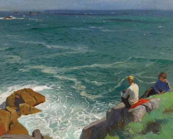 Two Girls On The Cliffs by Dame Laura Knight Oil Painting Reproductions