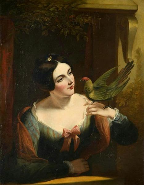 The Pet Bird by Daniel Maclise Oil Painting Reproductions