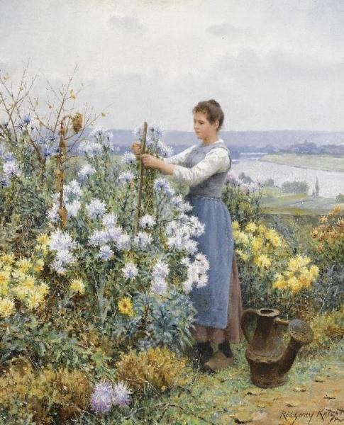 Chrysanthemums by Daniel Ridgway Knight