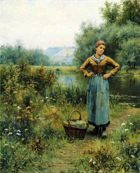 Girl In A Landscape by Daniel Ridgway Knight