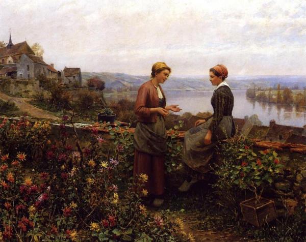Gossiping by Daniel Ridgway Knight
