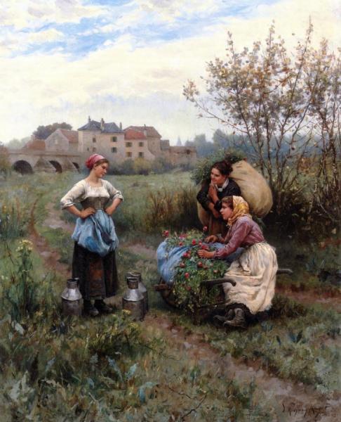 Two Women Fishing by Daniel Ridgway Knight