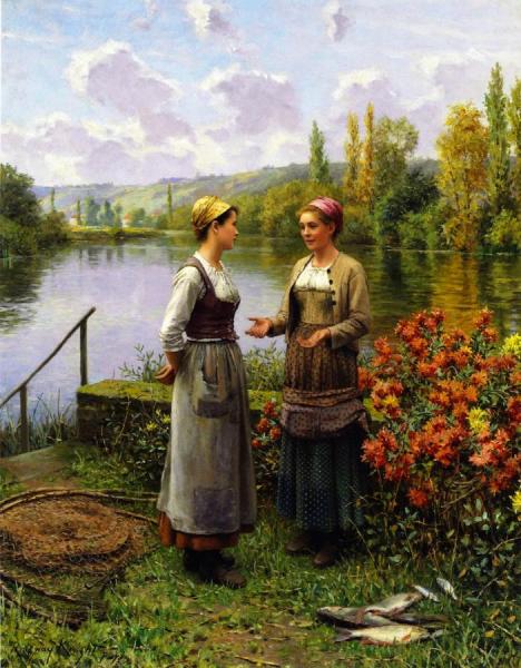 Waiting For The Ferry by Daniel Ridgway Knight