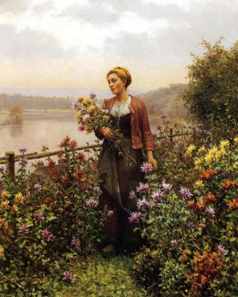 Woman In A Garden by Daniel Ridgway Knight